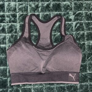 Puma Women's Black and Gray Sports Bra